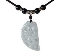 Natural jade dragon and phoenix pair pendant necklace, handcrafted wedding gift