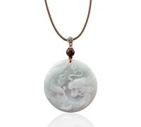 Natural Jade Dragon Phoenix Disc Pendant Fashionable Simple Sweater Chain