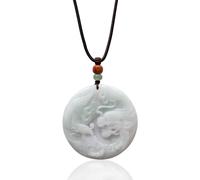 Natural Jade Dragon Phoenix Disc Pendant Fashionable Simple Sweater Chain