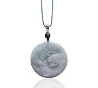 Natural Jade Dragon Phoenix Disc Pendant Fashionable Simple Sweater Chain