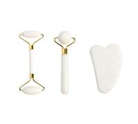 Natural Jade Gua Sha & Face Roller Set - Dual Functional Care Tools for Lymphatic Drainage, Anti-Ageing and Radiant Complexion
