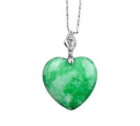 Natural Jade Pendant Necklace Carving Lucky Amulet,Carved N Green Jade Heart Pendant Chinese Love Necklace Charm Jadeite Jewellery Fashion Lucky Man Woman Amulet Gifts (Color : Gold)