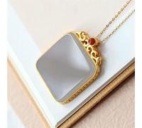 Natural Jade Pendant Necklace Chinese Classical Style Designer Unique Craft Silver Jewelry (Gem Color : Necklace 45 cm)