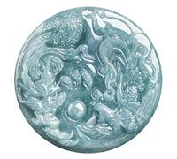 Natural Jadeite Dragon and Phoenix Jade Pendant Necklace, Jade Hand Carved Dragon Phoenix Auspicious Pendant, Harmony & Prosperity Charm Lucky Amulets for Men and Women
