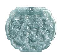 Natural Jadeite Dragon and Phoenix Jade Pendant Necklace, Jade Hand Carved Dragon Phoenix Auspicious Pendant, Harmony & Prosperity Charm Lucky Amulets for Men and Women