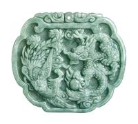 Natural Jadeite Dragon and Phoenix Jade Pendant Necklace, Jade Hand Carved Dragon Phoenix Auspicious Pendant, Harmony & Prosperity Charm Lucky Amulets for Men and Women