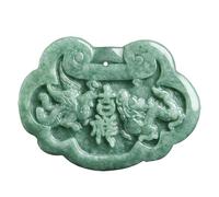 Natural Jadeite Dragon and Phoenix Jade Pendant Necklace, Jade Hand Carved Dragon Phoenix Auspicious Pendant, Harmony & Prosperity Charm Lucky Amulets for Men and Women