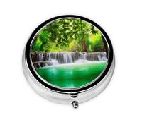 Natural Jungle Scenery This Small, Round, Three-Compartment Travel Pill Box is Perfect for Storing Daily medications, Vitamins, and on-The-go.