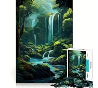 Natural Jungle Waterfall 1000 Piece Jigsaw Puzzles for Adults Memory Gain Peaceful Time Design Assembly Premium Gift (38x52cm)