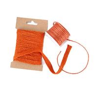 Natural Jute 10mm Ribbon Trim & 2mm Cord String,18 Colours. Matching Colours, Sold Separate Or As Combo,Crafts Decoration Jewellery Making by Neotrims. [Burnt Orange, 5m Ribbon]