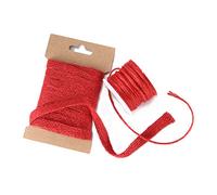 Natural Jute 10mm Ribbon Trim & 2mm Cord String,18 Colours. Matching Colours, Sold Separate Or As Combo,Crafts Decoration Jewellery Making by Neotrims. [Dark Red, 5m Ribbon]