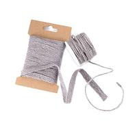 Natural Jute 10mm Ribbon Trim & 2mm Cord String,18 Colours. Matching Colours, Sold Separate Or As Combo,Crafts Decoration Jewellery Making by Neotrims. [Lt Grey, 5m Ribbon]