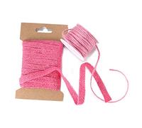 Natural Jute 10mm Ribbon Trim & 2mm Cord String,18 Colours. Matching Colours, Sold Separate Or As Combo,Crafts Decoration Jewellery Making by Neotrims. [Lt Cerise, 5m Ribbon]