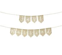 Natural Jute Banner, Garland Just Married, Rustic Wedding Backdrop Wall Decoration, 23x185cm