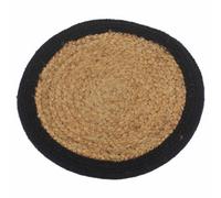 Natural Jute & Cotton Place Mat - 30Cm Black Border, Boho Style