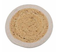 Natural Jute & Cotton Place Mat - Ivory Border, 30Cm, Boho Style