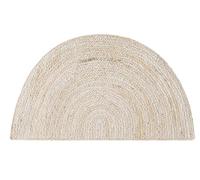 Natural Jute Front Door Rug Outdoor Welcome Mat Floor Carpet Area Rug Half Circle Jute Rug Front Door Entry Mat Farmhouse Flooring Outside Pathway Patio Stairs Doormat (75x150 CM)-White