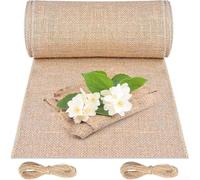 Natural Jute Hessian Burlap Cloth, 30Cm X 10M Natural Burlap Fabric Jute Table-Runner With 2 Rolls Of Twine For Rustic Wedding Birthday Anniversary