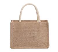 Natural Jute Hessian Tote Bag - Reusable Mini Burlap Beach Shopping Bag with Handle, Waterproof for Gift, Craft, Beach (S 22 * 16 * 13)