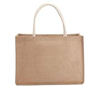 Natural Jute Hessian Tote Bag - Reusable Mini Burlap Beach Shopping Bag with Handle, Waterproof for Gift, Craft, Beach (L 38 * 27 * 16)