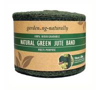 Natural Jute Ribbon Roll - 10cm Wide x 25m Length - Biodegradable Garden Twine for Plant Support and Crafts (Green)