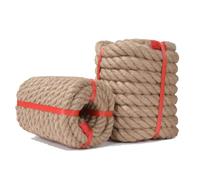 Natural Jute Rope 4 Ply Sisal Hemp - Strong Twisted Hessian Cord for Decking, Barrier, Garden Crafts & DIY Decoration - 20mm & 30mm Thick, Durable & Biodegradable [30mm, 5mt]