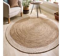 Natural Jute Round Rug with White Border - 150 x 150 cm - Origins