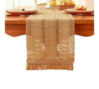 Natural Jute Table Runner, 183cm x 30cm Rustic Burlap Table Runner for Dining Table - Boho Style Farmhouse Table Cover for Easter, Weddings & Spring Decor - 6ft Long Dresser Scarf