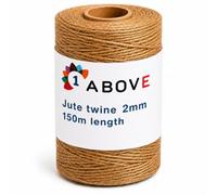 Natural Jute Twine 492ft (150m) x 4mm, Heavy Duty 3-Ply Brown Twine String for Gardening, Plant Support, Floristry, Crafts, Gift Wrapping & DIY Projects