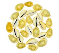 Natural Kaudi Cowrie Shells, Yellow-White Colour, Decorative Sea Shells Indian Pooja Luck Laxmi Kaudi for Wealth Prosperity Set of 21 (Yellow)