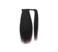 Natural Kinky Straight Ponytail Human Hair Extension Wrap Around Clip In Ponytail for Women #1B Perfect Looking(24inches)