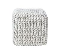 (Natural) Knitted Cotton Cube Footstool 35 x 35 x 35 cm