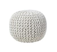 (Natural) Knitted Cotton Pouffe Footstool Round 35 x 40 cm
