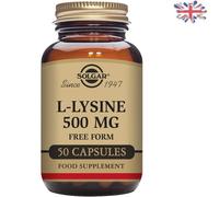 Natural L-Lysine 500mg Vegetable Capsules - Muscle and Skin Support, 50 Count