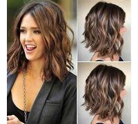 Natural Ladies Gradient Short Curly Wig Bob Wavy Full Hair Wig Cosplay