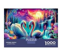 Natural Landscape 1000 Piece Sturdy Cardboard Premium Jigsaw Puzzle Swans & Heart Brain Training Puzzle for Holiday Puzzle Activity Puzzle 70x50cm/1000pcs