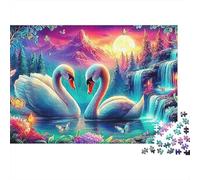 Natural Landscape 1000 Pieces Precise Interlocking Heart Swans Jigsaw for Teens Digital Detox Travel Friendly Puzzle Stay at Home Fun 70x50cm/1000pcs