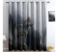 Natural Landscape Blackout Curtains 55 x 102 Inch, Forest Animals Wolves Thermal Insulated, Soundproof & Noise Reducing Curtains for Living Room, Bedroom and Kids Room