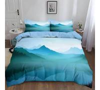 Natural Landscape king Size Duvet Cover Sets Reversible, 3D Lake View Lightweight Bedding Sets Soft Microfibre Quilt Cover 240x220 cm with 2 Pillowcases 2767-ABC