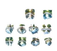 Natural Landscape Labels Watercolor Water Reflection Designs for Scrapbooking and Artistic Decoration Nature Encouraged Craft Materials