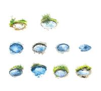 Natural Landscape Labels Watercolor Water Reflection Designs for Scrapbooking and Artistic Decoration Nature Encouraged Craft Materials