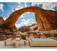 Natural Landscape Murals Desert Canyon Wallpaper Red Sandstone Wallpaper for Walls Blue Sky and White Clouds Wall Paper for Kids Bedroom Living Room Boys Room Mural Poster 500X350cm