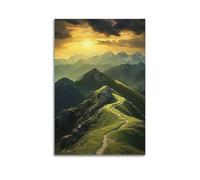 Natural Landscape Poster A Small Path on The Mountain Range Under The Sunset Poster Decorative Painting Canvas Wall Posters And Art Picture Print Modern Family Bedroom Decor Posters 16x24inch(40x60cm