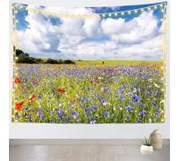 Natural Landscape Tapestry Wall Hanging Field Flowers Extra Large Tapestry Fabric Wall Hangings Art 3D Print Tapestries for Bedroom Living Room Home Decor 230x305 cm a-8798