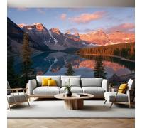 Natural Landscape Wall Mural Lakes and Snowy Mountains Photo Poster Mural Wallpaper Non-Woven Premium Art Print Living Room Bedroom Nursery TV Background Home Decor 300 x 210cm
