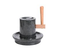 Natural Lapis Lazuli Classical Stone Mill, Grain Tea Grinder, Whole Stone Hand Polished, Solid Wood Handle, Smooth Discharging, for Grinding Nuts, Spices(L)