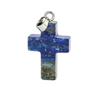 Natural Lapis Lazuli Cross Pendant Semi Precious Raw Stone Energy Charm Necklace for Supplies Handmade Jewelry Accessories