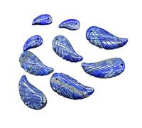 Natural Lapis Lazuli Semi-Precious Gemstone Carved Feather Pendants - 3 Sizes
