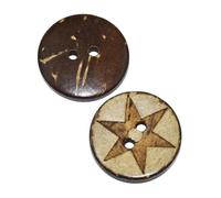Natural Laser Star Coconut Shell Round Buttons, Sewing Accessories, Clothes Decorative Wood Button 2 Holes15PCs 30PCs 50PCs 20mm(30 Pieces)