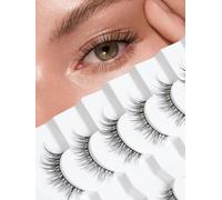 Natural Lashes False Eyelashes Manga Cat Eye Lashes 12mm Thin Band Fake Eyelashes Siliglli 3D Volume Wispy Lashes C Curl Eyelashes Pack 7 Pair